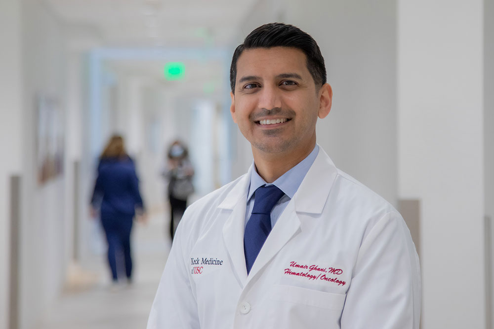 Umair Ghani, MD, a medical oncologist at Keck Medicine of USC, who specializes in treating a wide range of blood disorders and cancers
