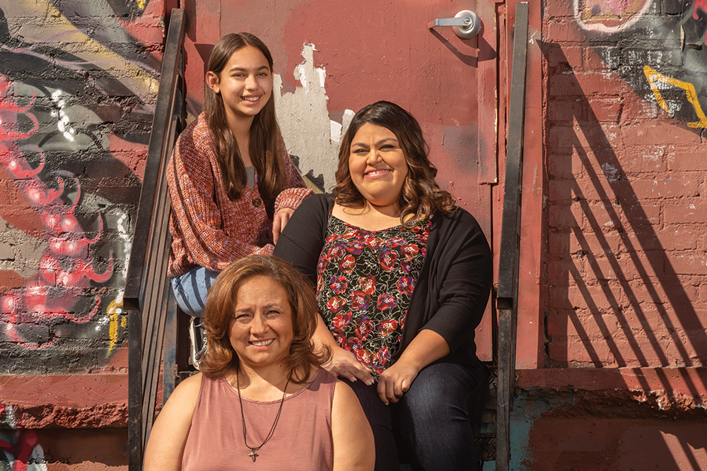 Christine Ysabal with her two daughters