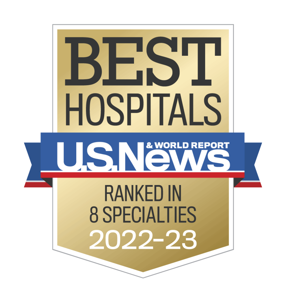 2022-23 US News and World Report Best Hospitals Survey Keck Medicine of USC Ranked in 8 Specialties Badge