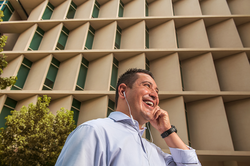 Outdoor portrait of patient Jake Valtierra