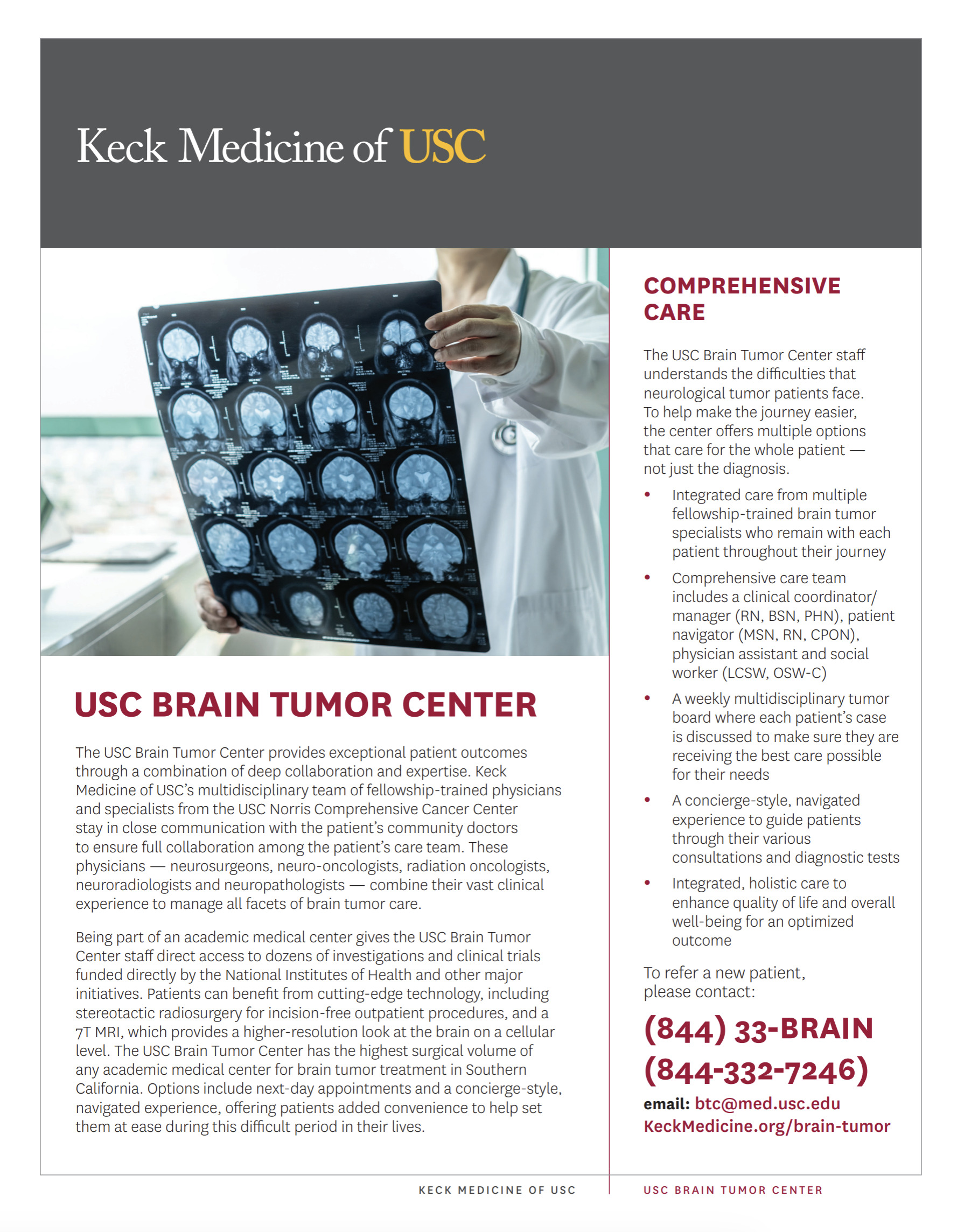 Download Brain Tumor Center fact sheet