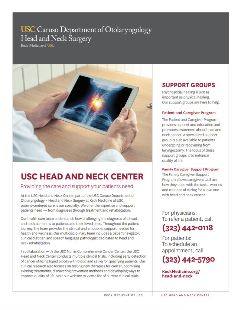download USC Head and Neck Center fact sheet