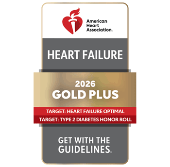 2026 Heart Failure Gold Plus Badge from the American Heart Association.